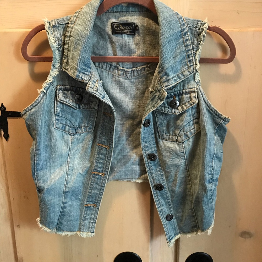 Cropped Denim Vest